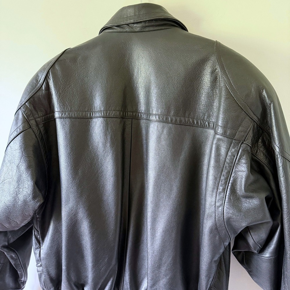 Tobruk Black Genuine Leather Bomber Jacket Vintage Style Mens Size M Heavy - Picture 11 of 14